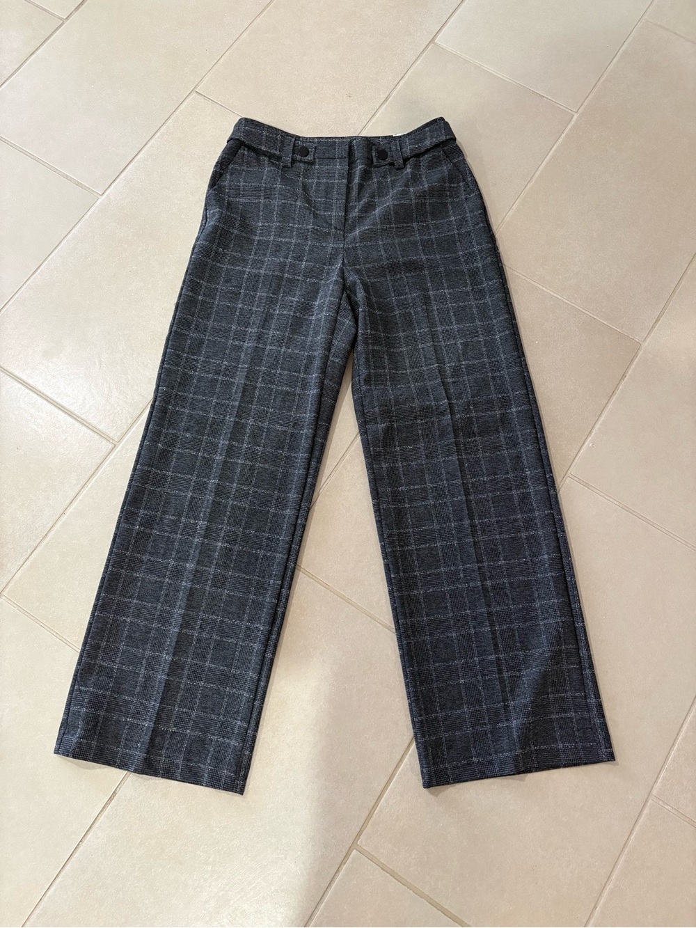 NWT Women’s Size 8 Grey Plaid Wide Leg Trousers grunge eclectic grandpa